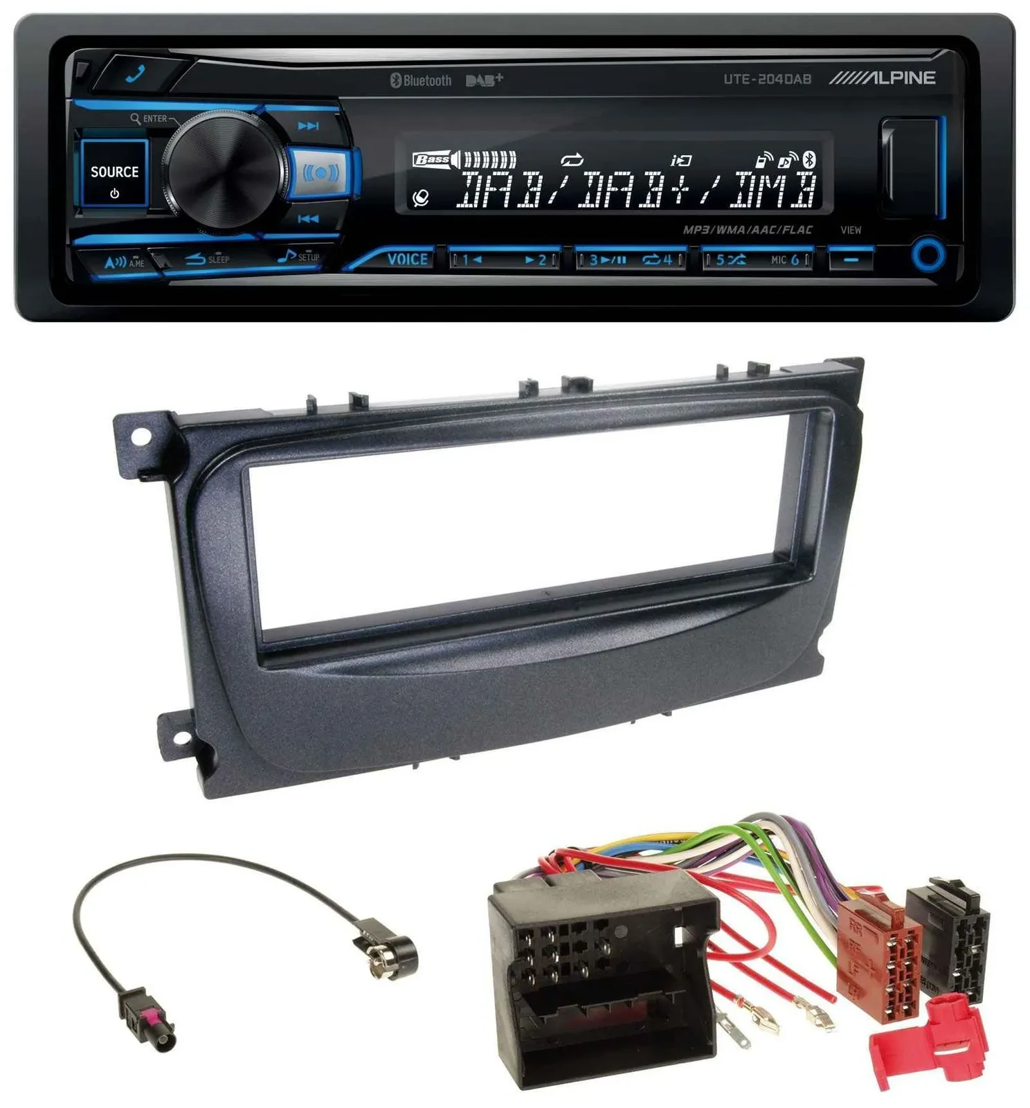 Alpine USB Bluetooth DAB MP3 Autoradio für Ford Mondeo S-Max 07-14 schwarz