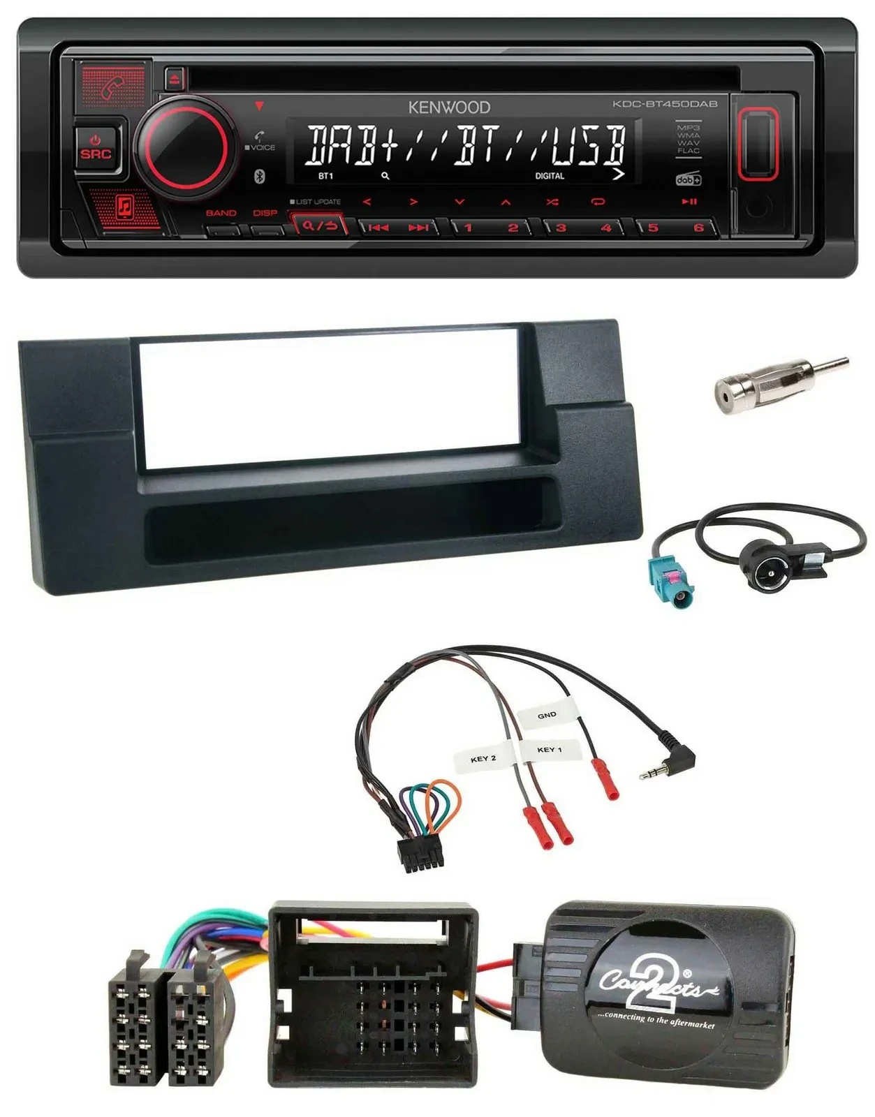 Kenwood Lenkrad CD USB Bluetooth DAB Autoradio für BMW 5er 01-04 E39 Aktivsystem
