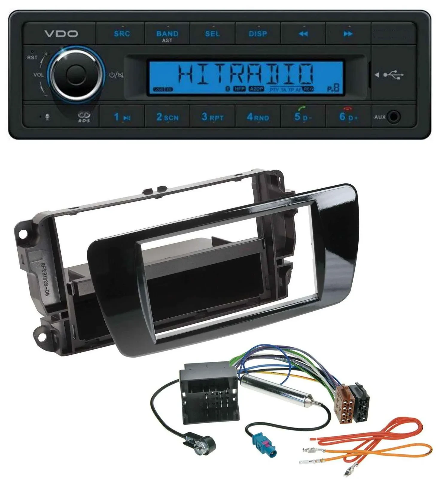 VDO AUX Bluetooth USB MP3 Autoradio für Seat Ibiza ab 08 Klavierlack schwarz