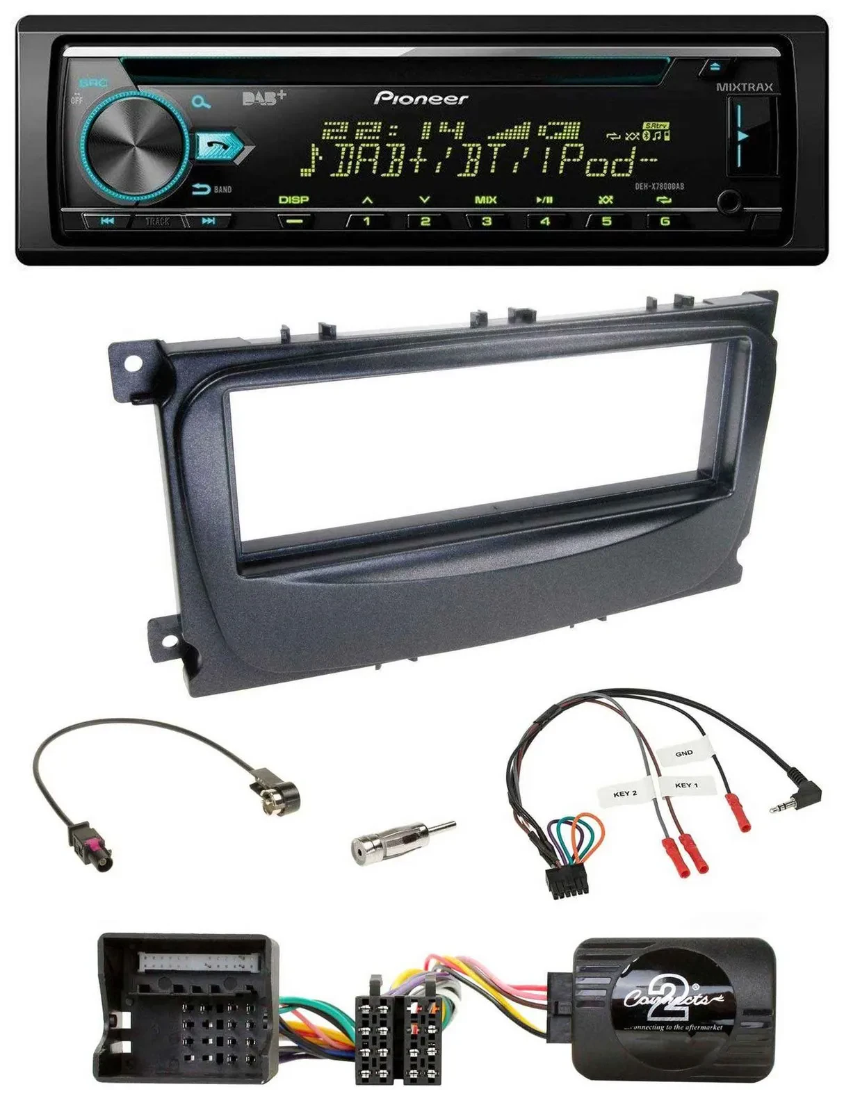 Автомагнитола Pioneer DAB, CD, USB, Bluetooth для Ford S-Max/Mondeo (2007–2014), черная