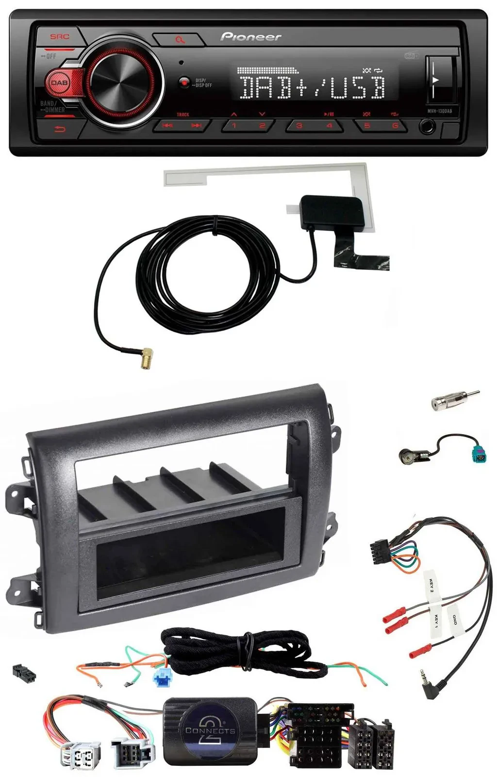 Pioneer 1DIN MP3 DAB USB Lenkrad Autoradio für Fiat Ducato Serie 8 ab 2021