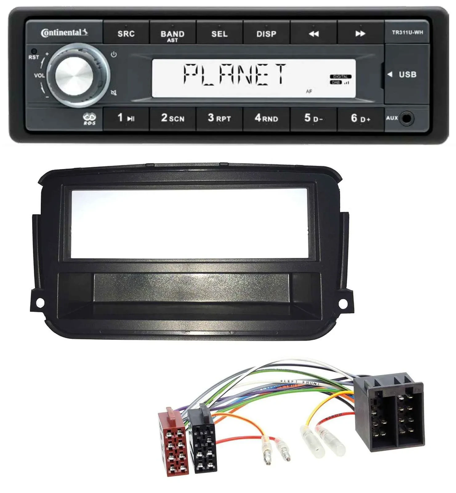 Continental USB MP3 AUX 1DIN Autoradio für Smart ForTwo (451, ab 2010)