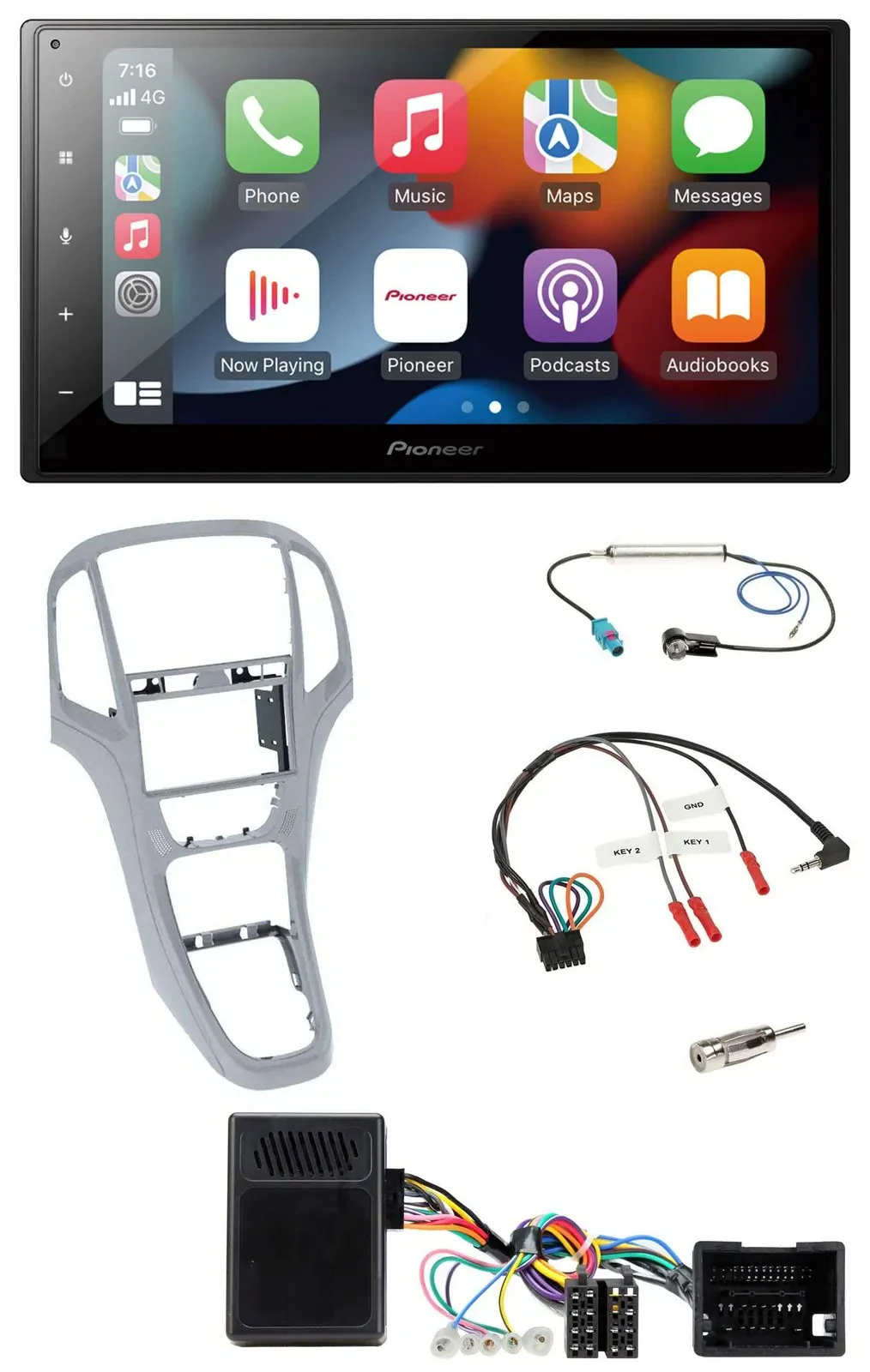 Pioneer DAB Bluetooth 2DIN USB Lenkrad Autoradio für Opel Astra J ab 09 Platinsi