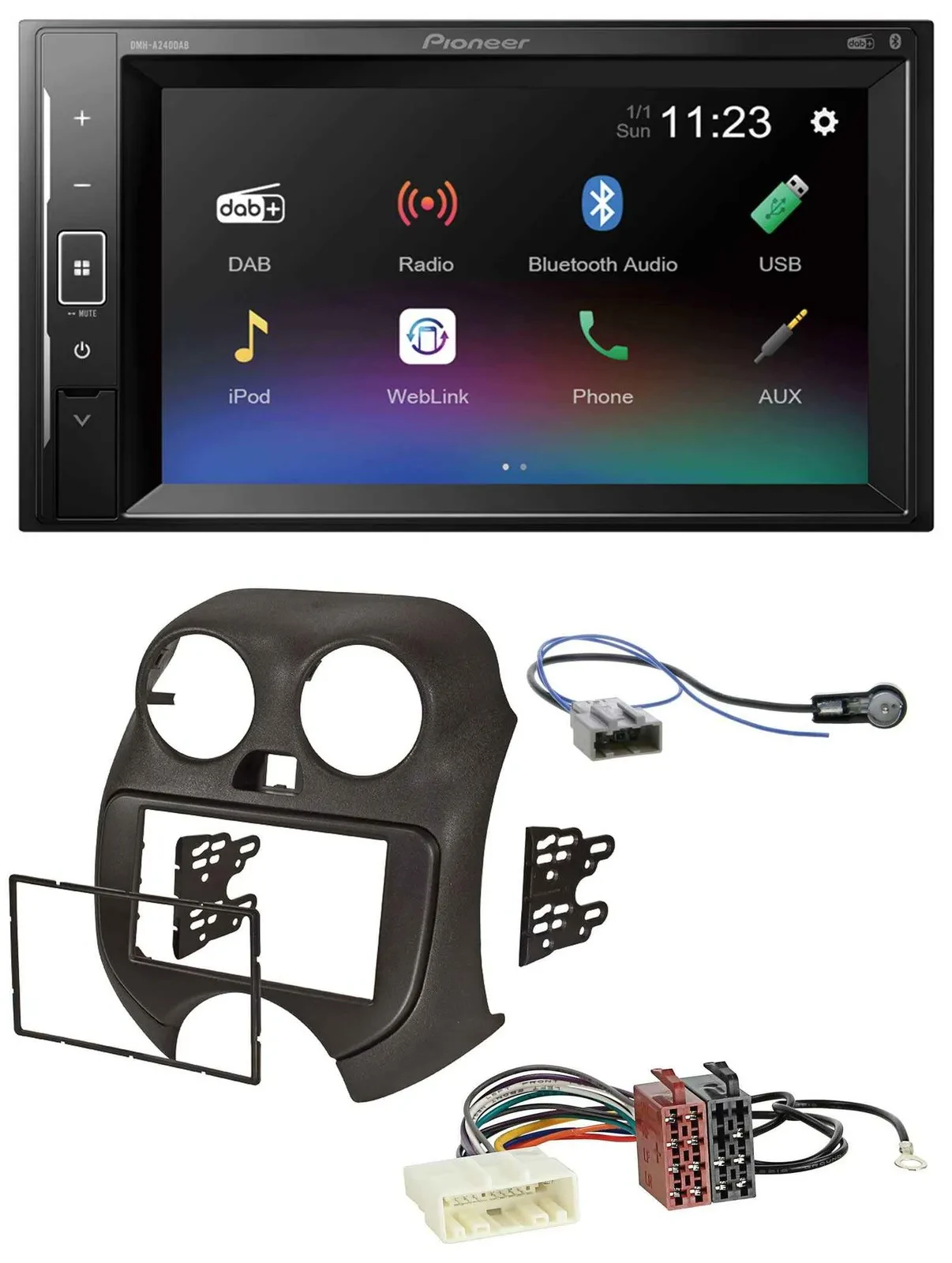 Pioneer DAB MP3 2DIN Bluetooth USB Autoradio für Nissan Micra (10-13)
