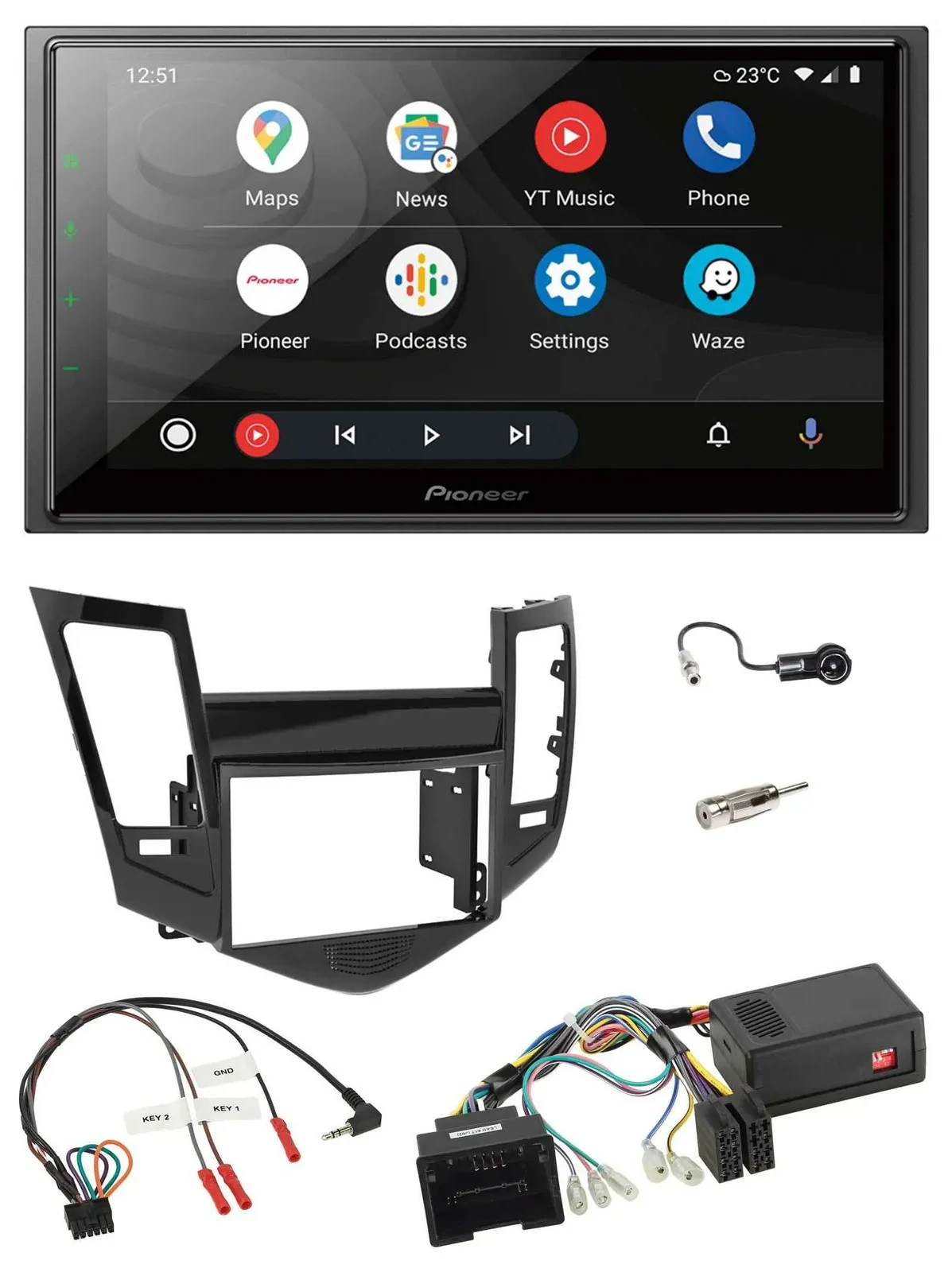 Pioneer USB 2DIN DAB Lenkrad Bluetooth Autoradio für Chevrolet Cruze 05/2009-201