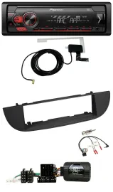 Автомагнитола для Fiat 500 Pioneer 1-DIN USB DAB MP3, с поддержкой кнопок на руле, черная