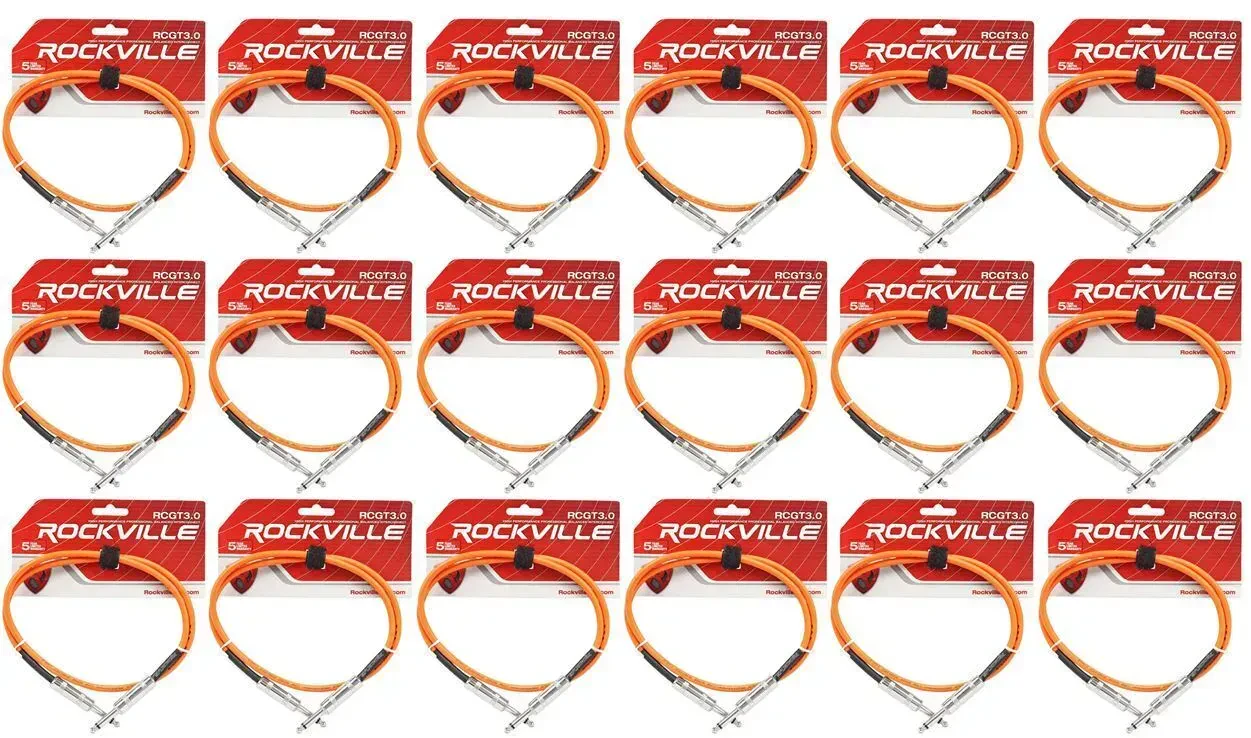 Инструментальный кабель Rockville RCGT3.0O Orange 0.9 м (18 штук)
