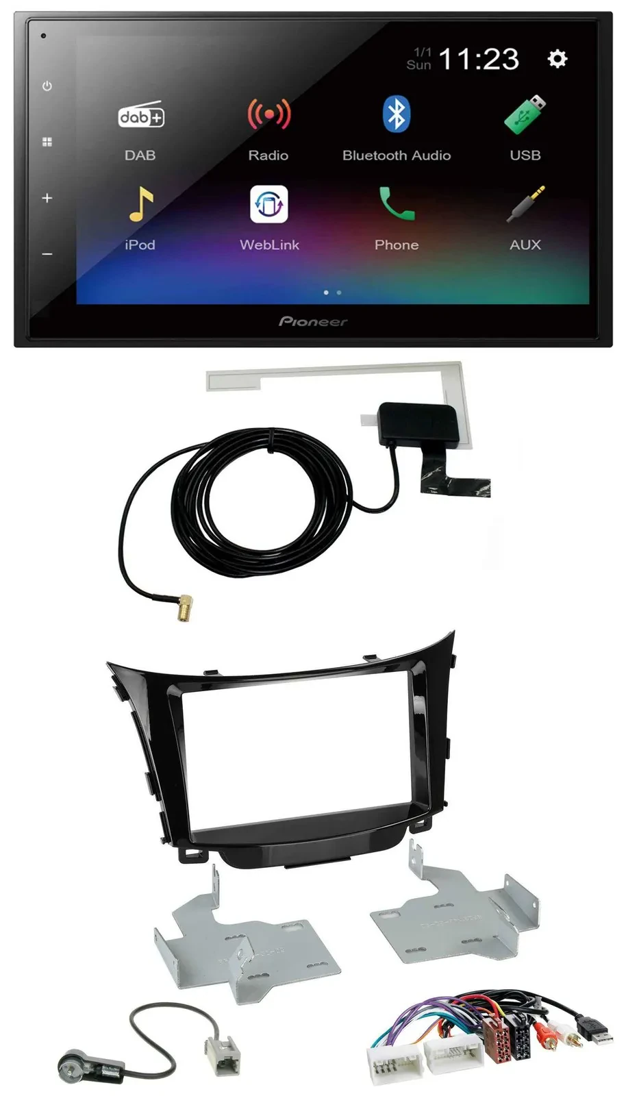 Pioneer DAB MP3 Bluetooth 2DIN USB Autoradio für Hyundai i30 ab 2012 AUX USB