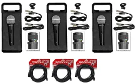 Вокальный микрофон Rockville RMC-XLR Black с аксессуарами (3 штуки)