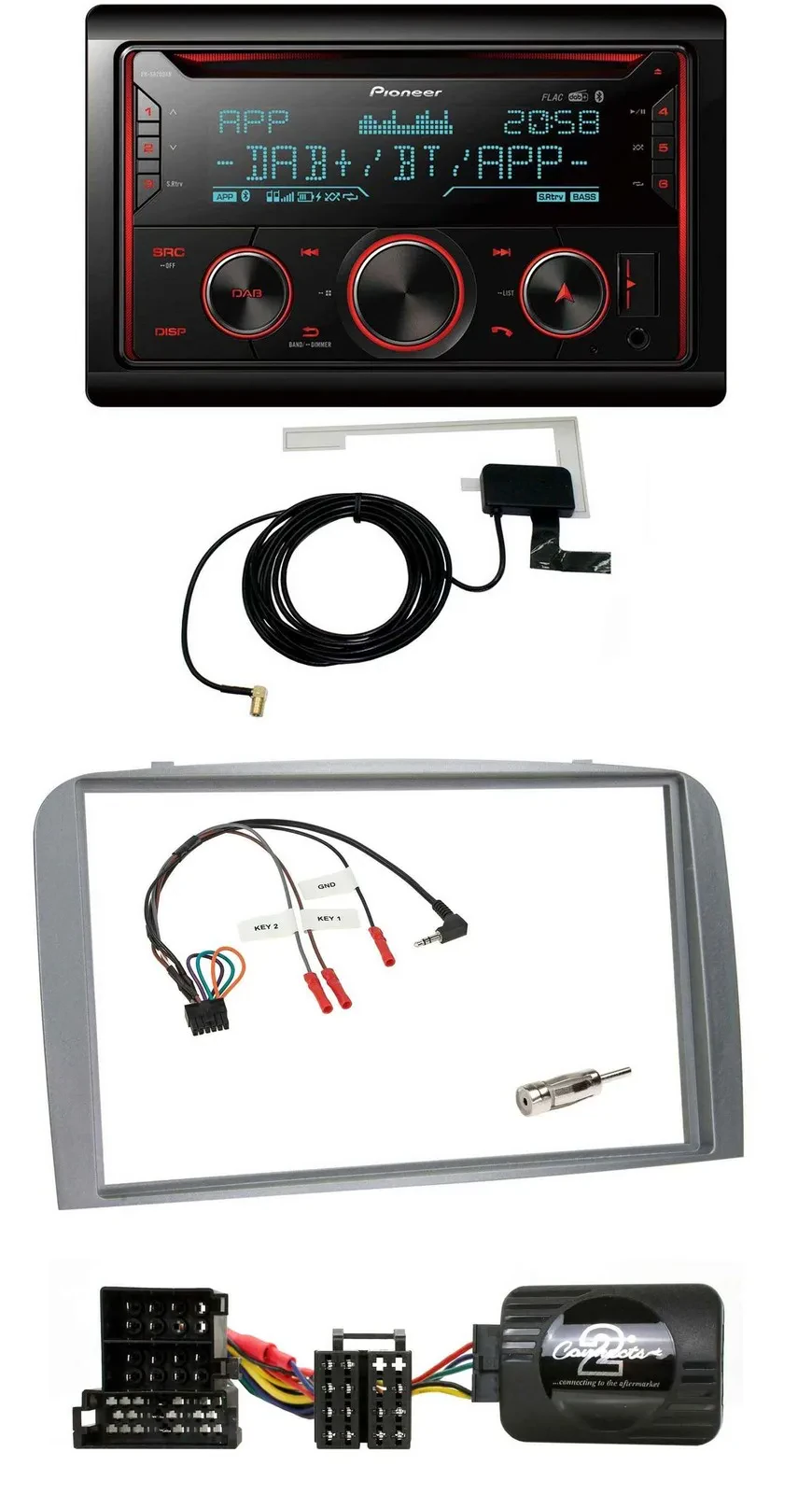 Автомагнитола для Alfa Romeo 147/GT (2004–2010) Pioneer 2DIN, DAB, USB, CD, Bluetooth, поддержка управления на руле