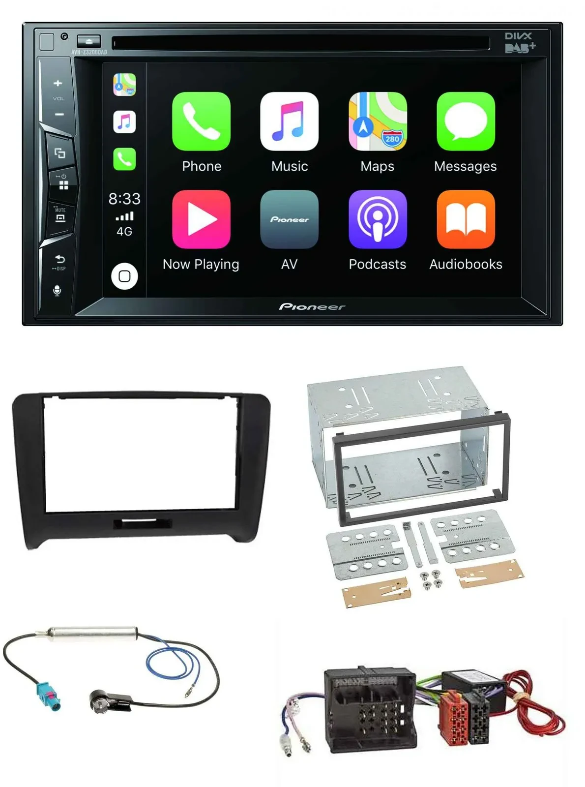 Pioneer MP3 USB DVD Bluetooth DAB 2DIN Autoradio für Audi TT 06-14 Aktivsystem Q