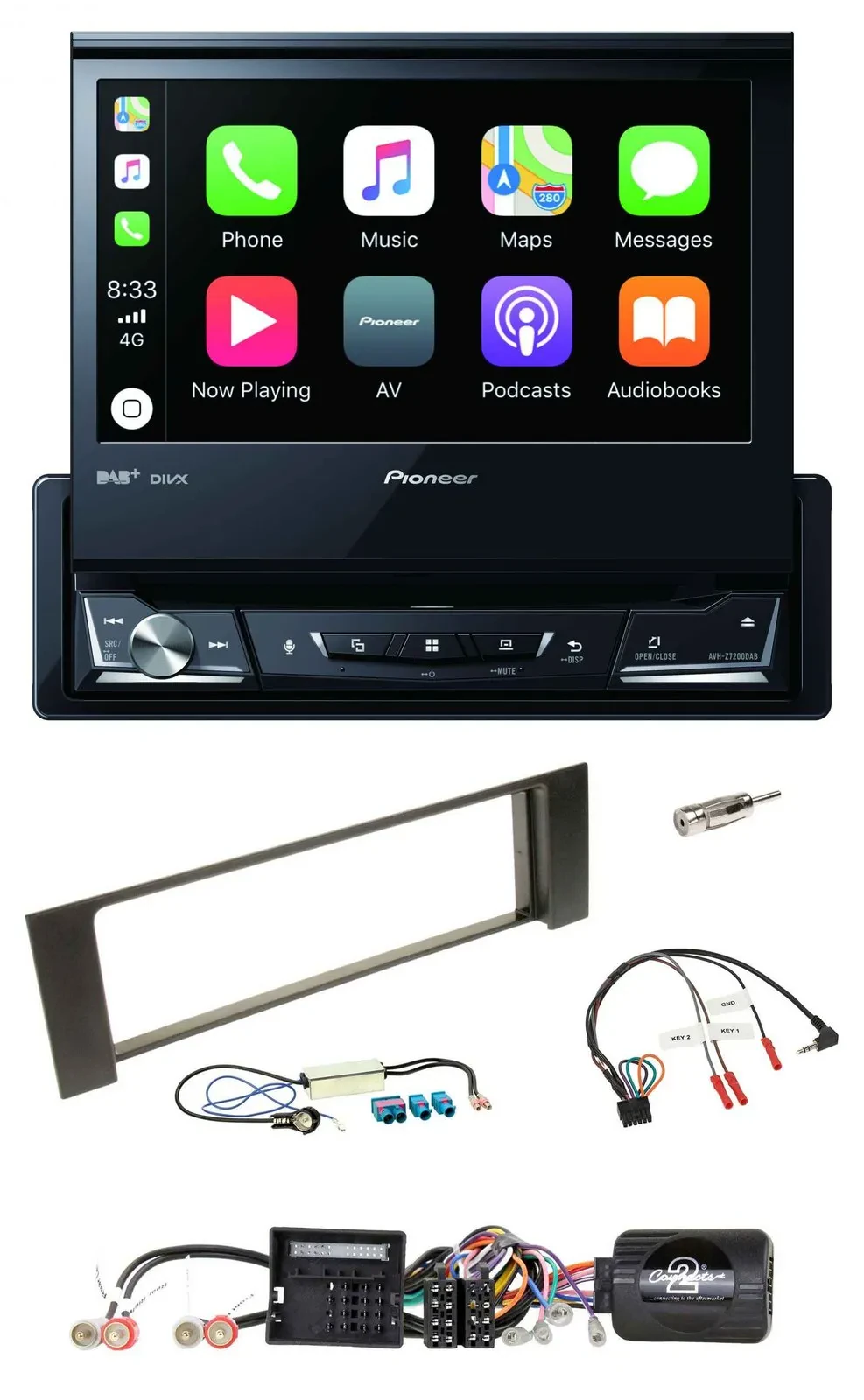 Pioneer DVD Bluetooth DAB USB Lenkrad Autoradio für Audi A4 B6 00-04 Quadlock Do
