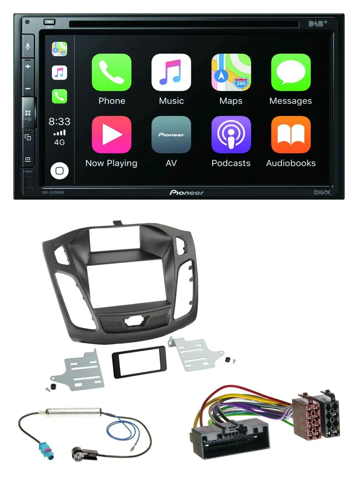Pioneer DVD 2DIN MP3 DAB Bluetooth USB Autoradio für Ford Focus (2011-2014)