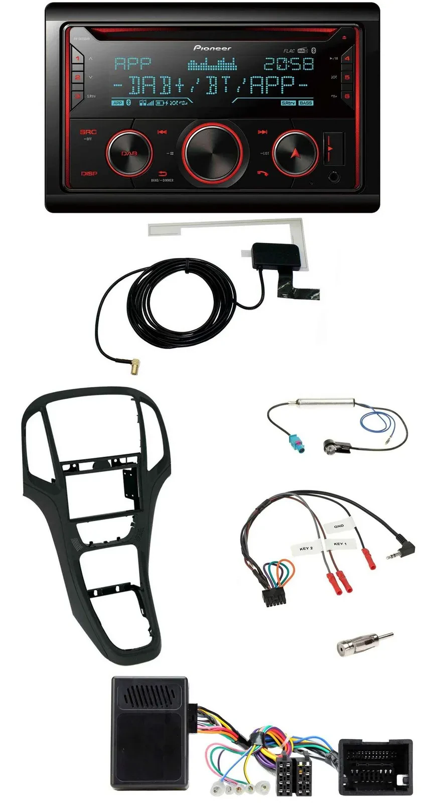 Pioneer 2DIN Lenkrad DAB USB CD Bluetooth Autoradio für Opel Astra ab 09 Perlsch