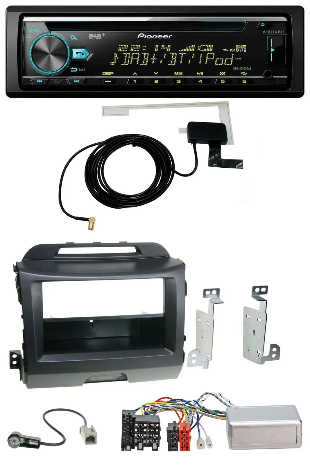 Автомагнитола Pioneer MP3 CD USB DAB для Kia Sportage 3 (2010–2015) черная