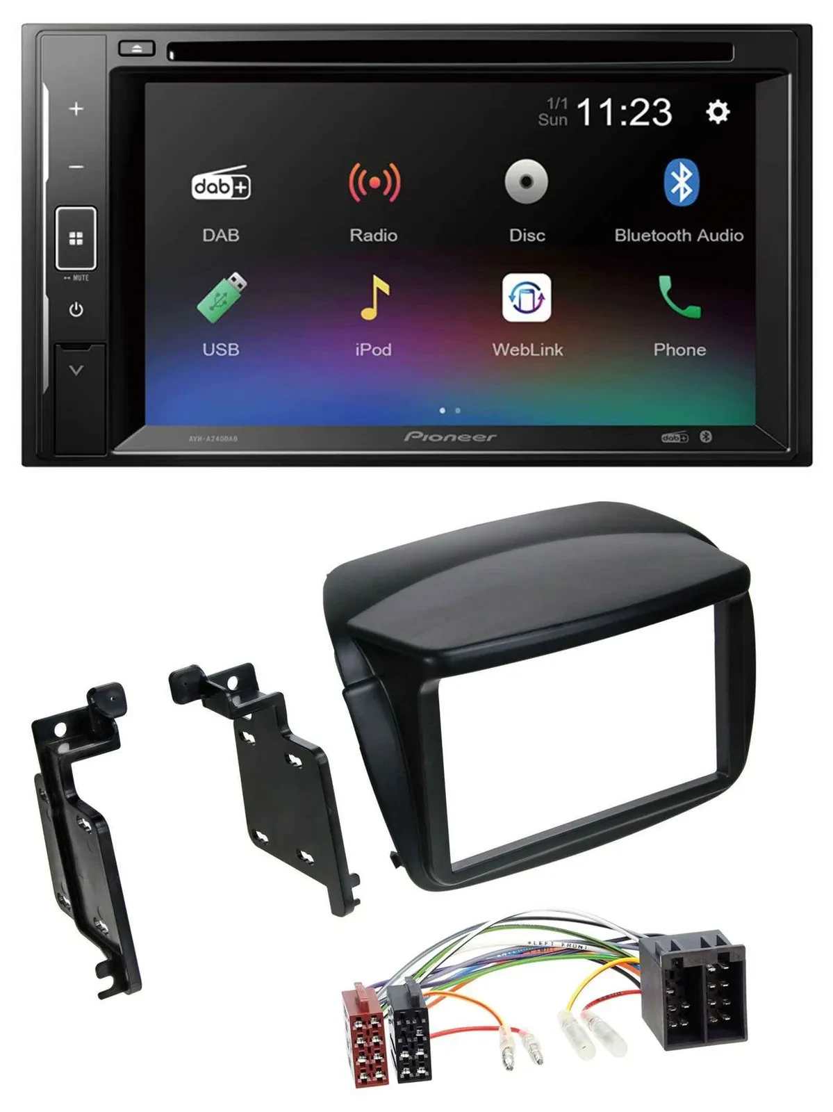 Автомагнитола Pioneer 2DIN, Bluetooth, USB, DAB, DVD для Fiat Doblo (с 2010) и Opel Combo