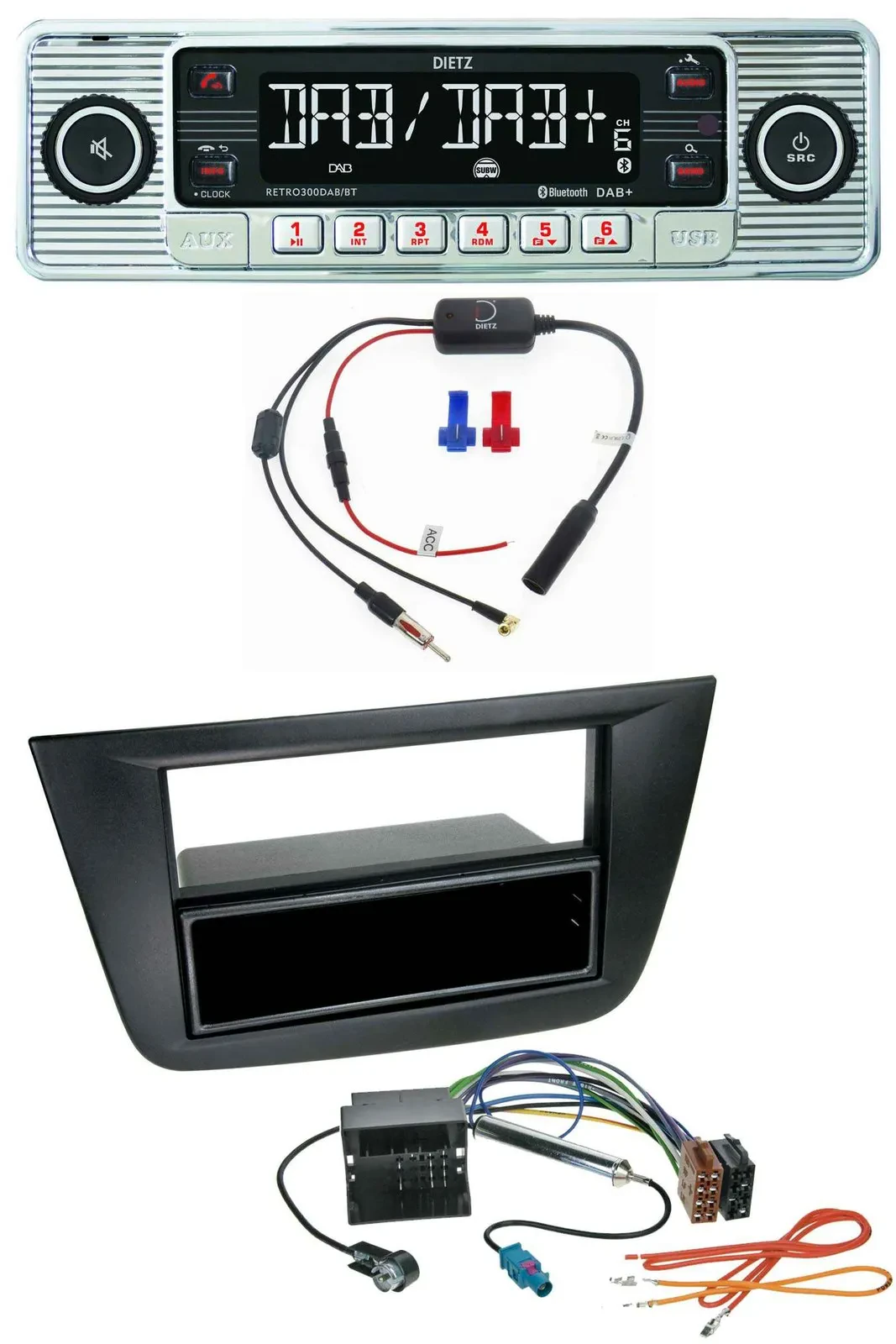 Dietz DAB USB MP3 Bluetooth Autoradio für Seat Toledo Altea ab 05 schwarz