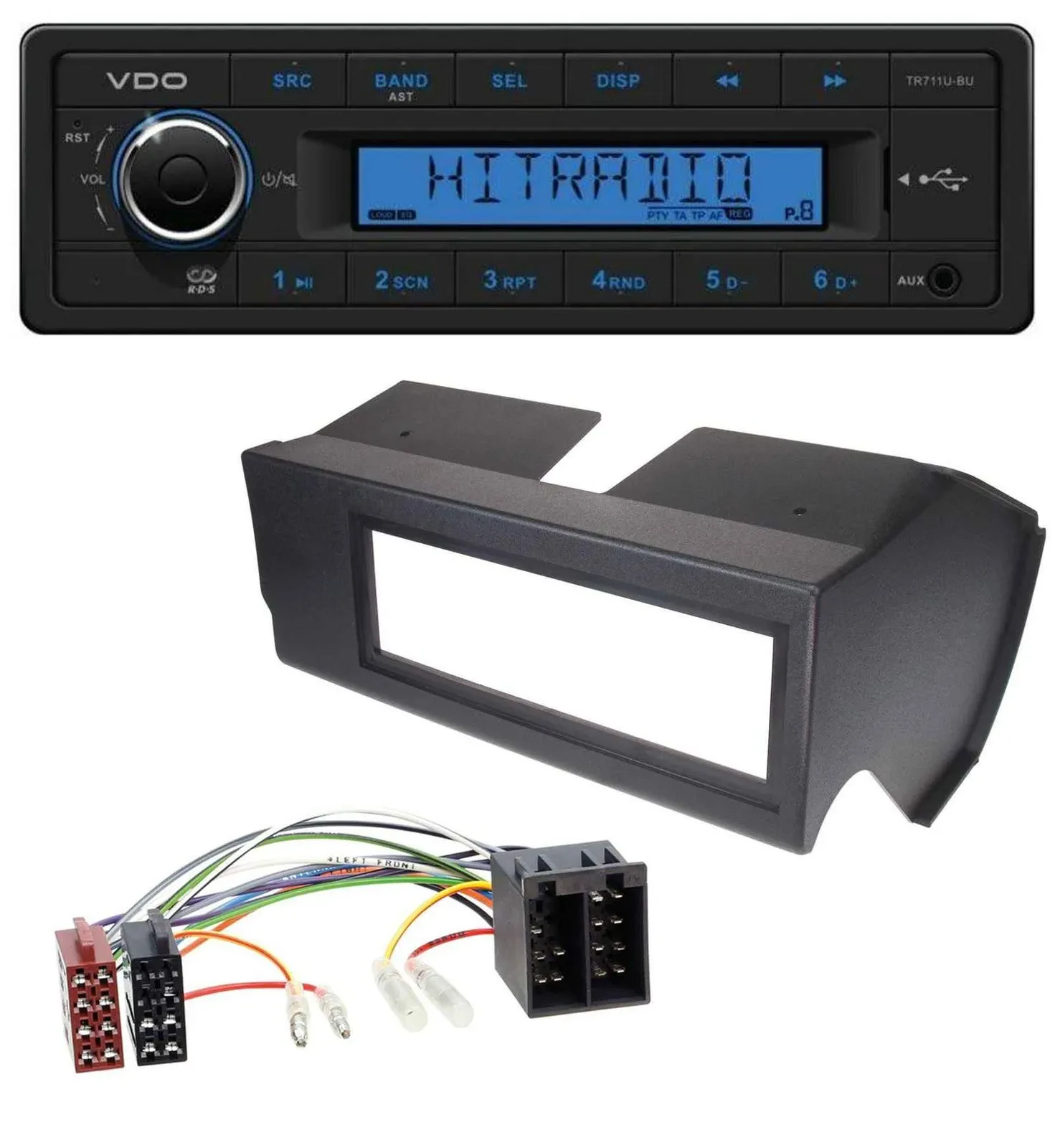 VDO AUX 1DIN MP3 USB Autoradio für Fiat Panda (bis 2002) - schwarz