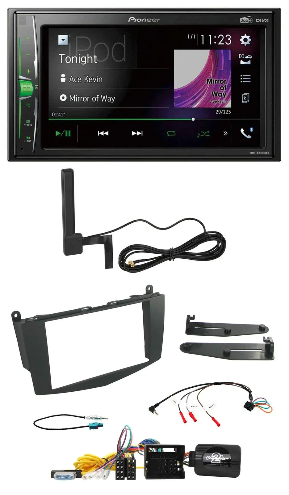 Автомагнитола Pioneer 2DIN, MP3, DAB, Bluetooth для Mercedes C‑Class 2007–2011 (W20)
