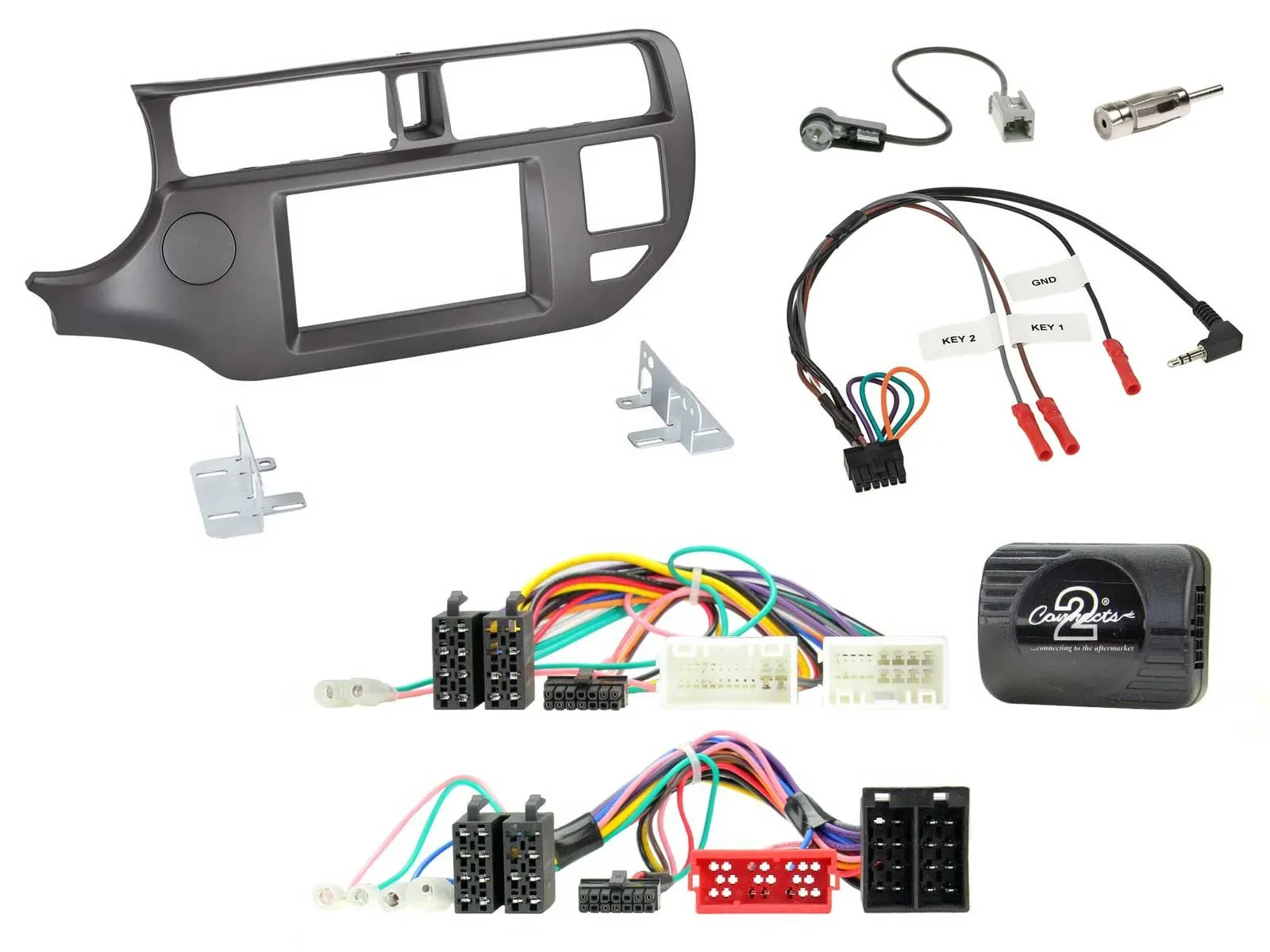 Radioset Lenkradadapter Doppel DIN Autoradio für Kia Rio 11-15 UB anthrazit