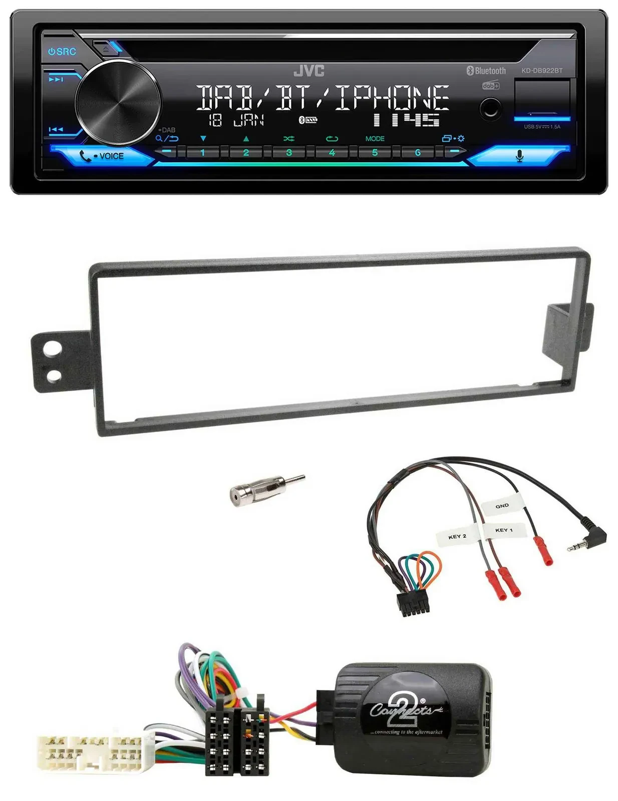 JVC Bluetooth Lenkrad USB DAB CD Autoradio für SsangYong Rexton 2003-2006 ohne T