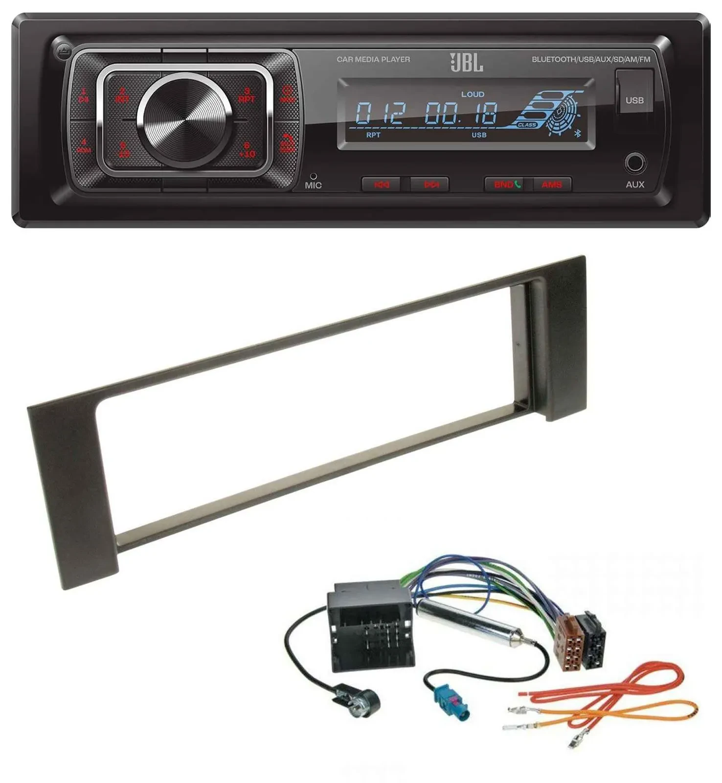 JBL SD AUX MP3 USB Bluetooth Autoradio für Audi A4 00-04 B6 Quadlock Fakra