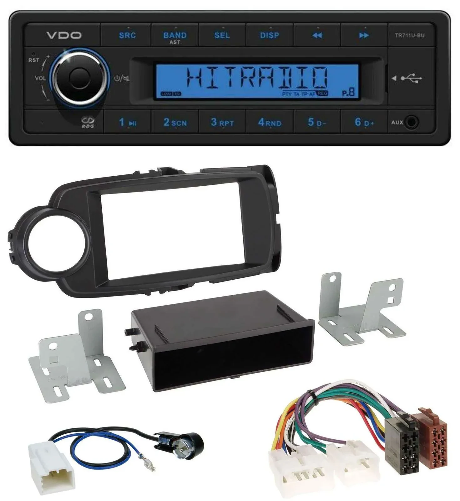 VDO AUX 1DIN MP3 USB Autoradio für Toyota Yaris (11-14) - schwarz