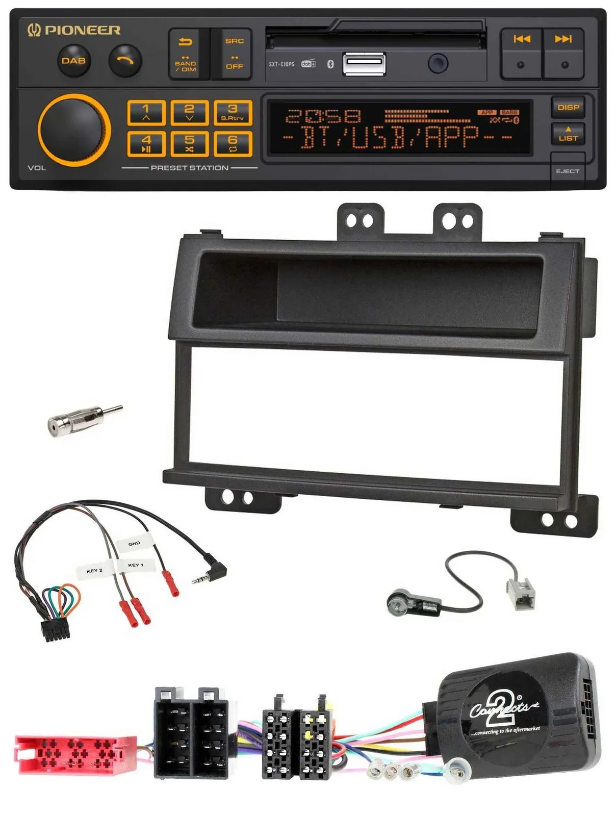Автомагнитола для Hyundai i20 Pioneer DAB, USB, Bluetooth, ISO, черная (2009–2011)