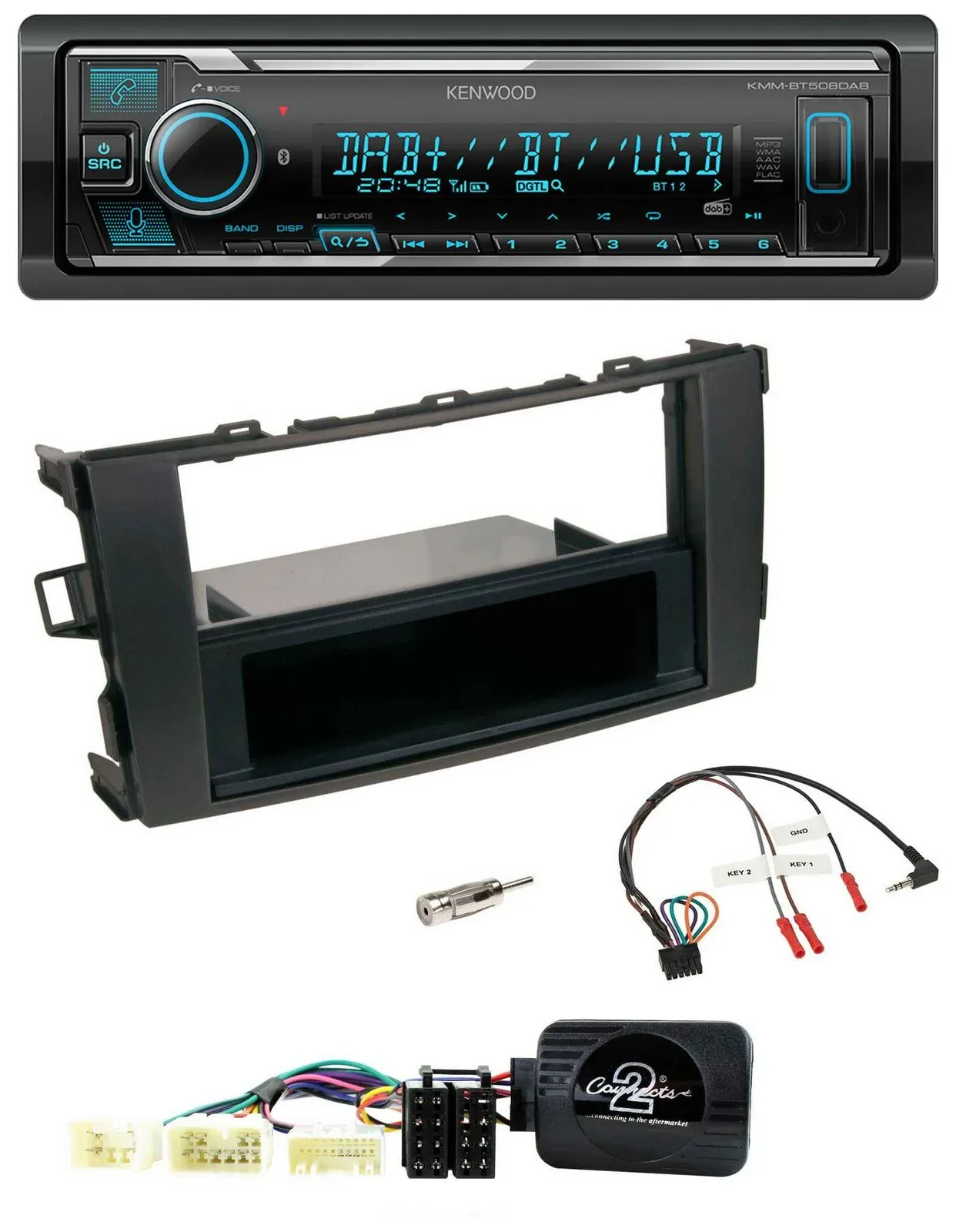 Автомагнитола для Toyota Auris 2007–2011 Kenwood Bluetooth DAB USB черная