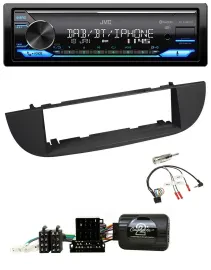 JVC Bluetooth DAB USB Lenkrad Autoradio für Fiat 500 ab 2007 schwarz