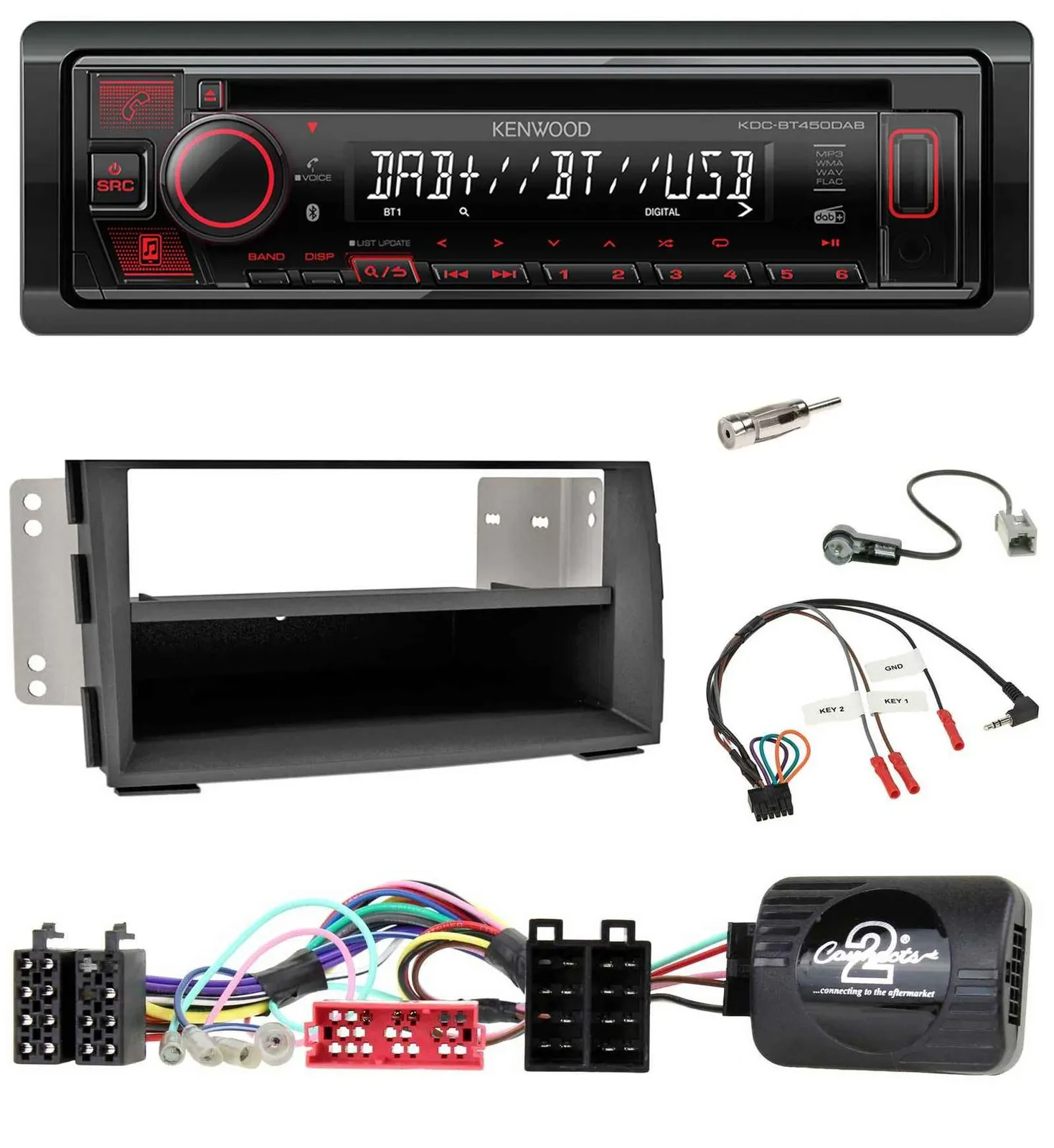 Kenwood Lenkrad CD USB Bluetooth DAB Autoradio für Kia Venga (2010-2019)