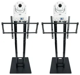 (2) Rockville ROCK SPOT 260W WHITE DJ Moving Head Lights+Black Totem/TV Stands