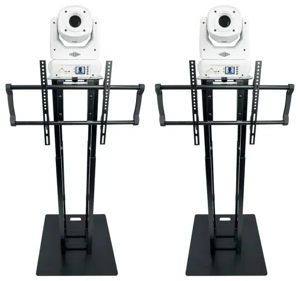 (2) Rockville ROCK SPOT 260W WHITE DJ Moving Head Lights+Black Totem/TV Stands