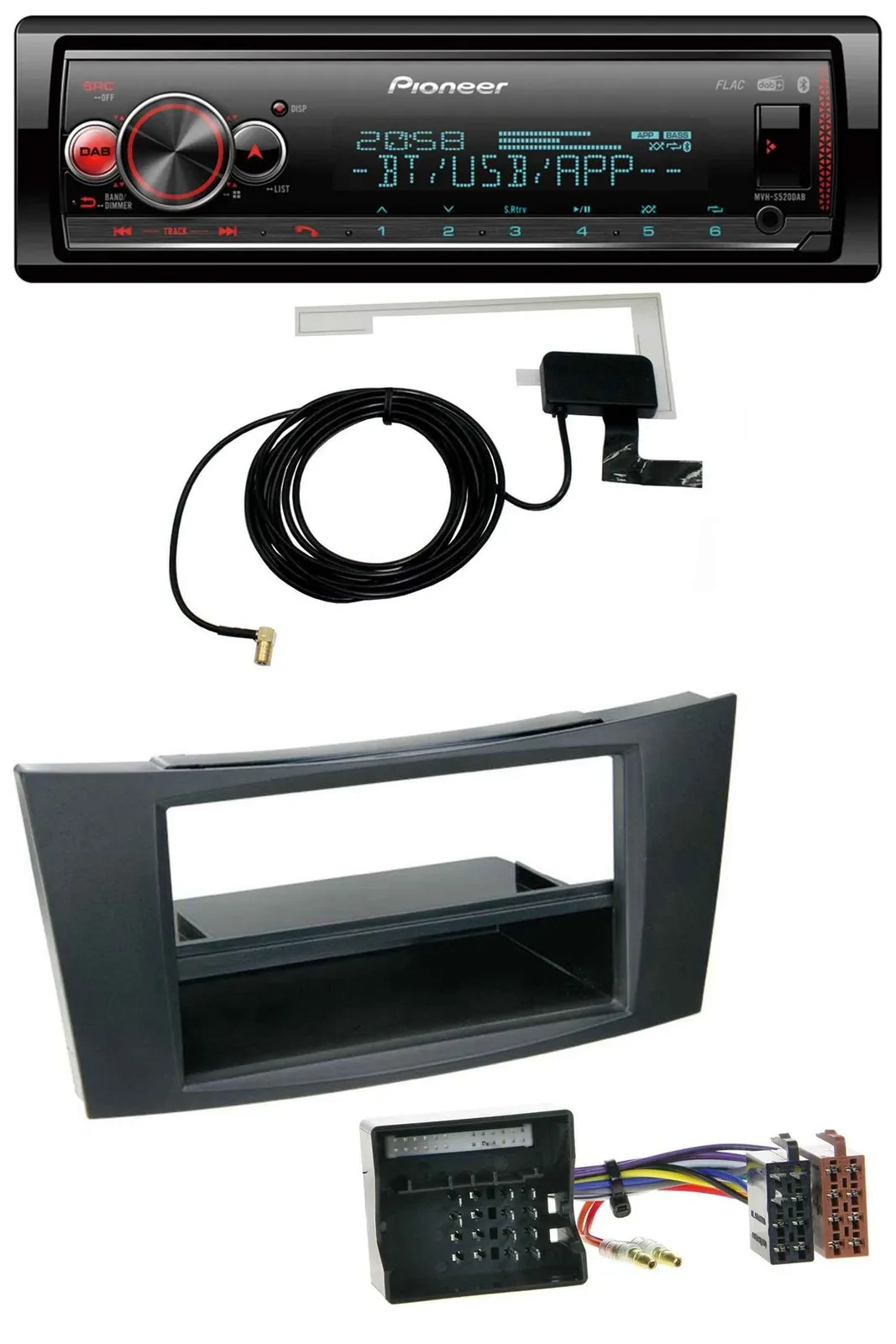 Pioneer Bluetooth DAB USB MP3 Autoradio für Mercedes E-Klasse W211 02-09 Rubber