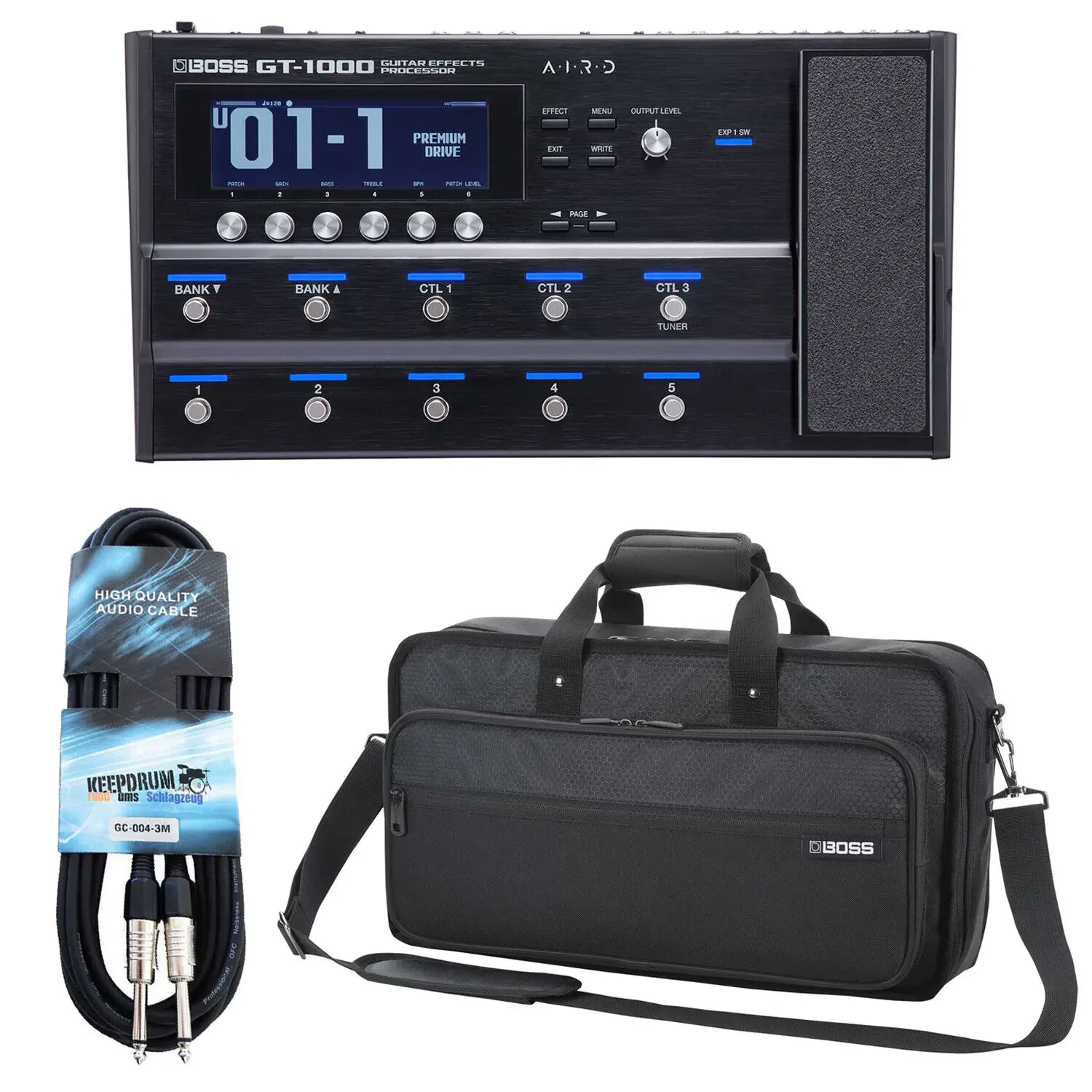 Процессор эффектов для гитары Boss GT-1000 с сумкой Boss и кабелем keepdrum