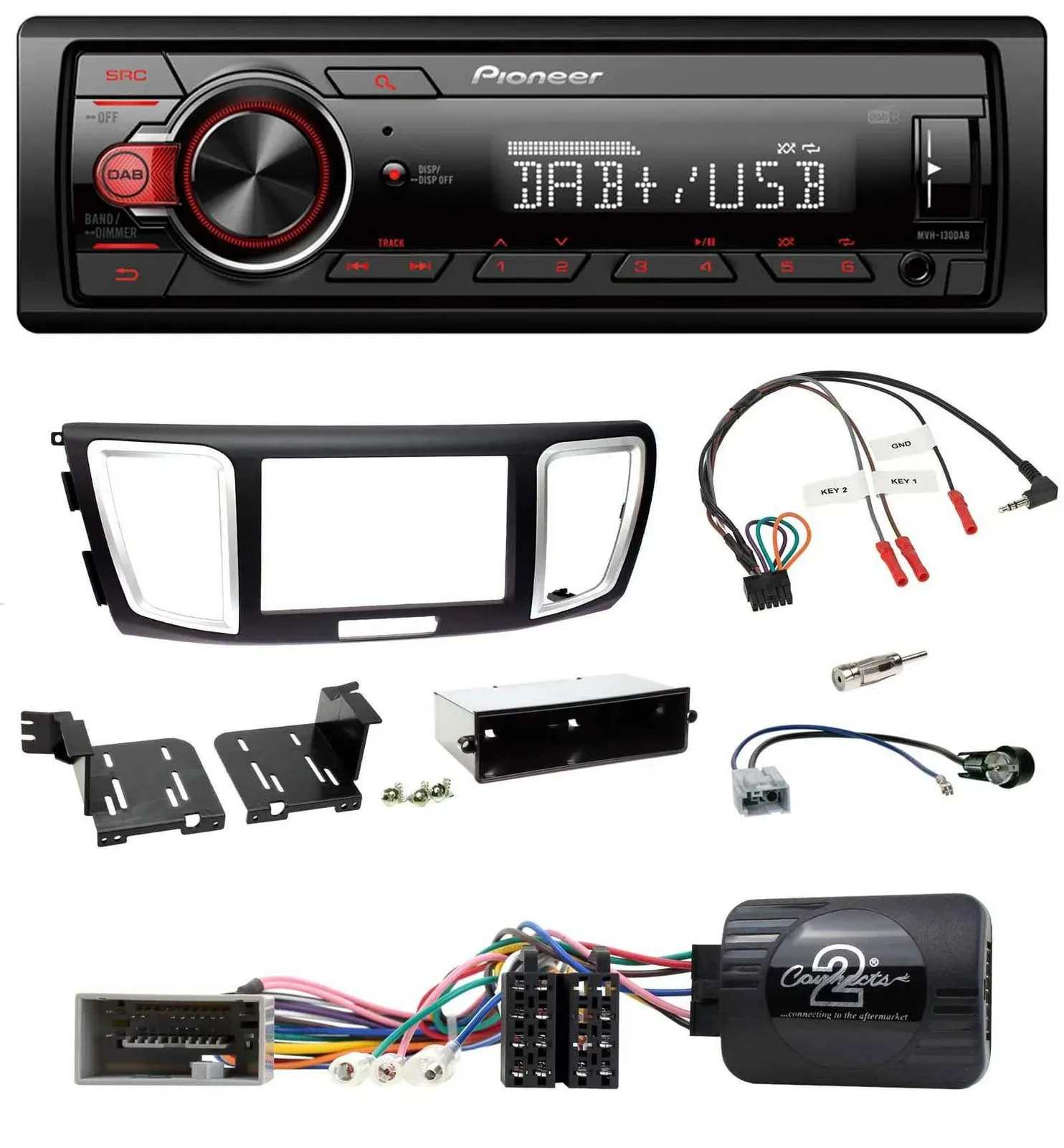 Pioneer MP3 1DIN DAB USB Lenkrad Autoradio für Honda Accord 2013-2015