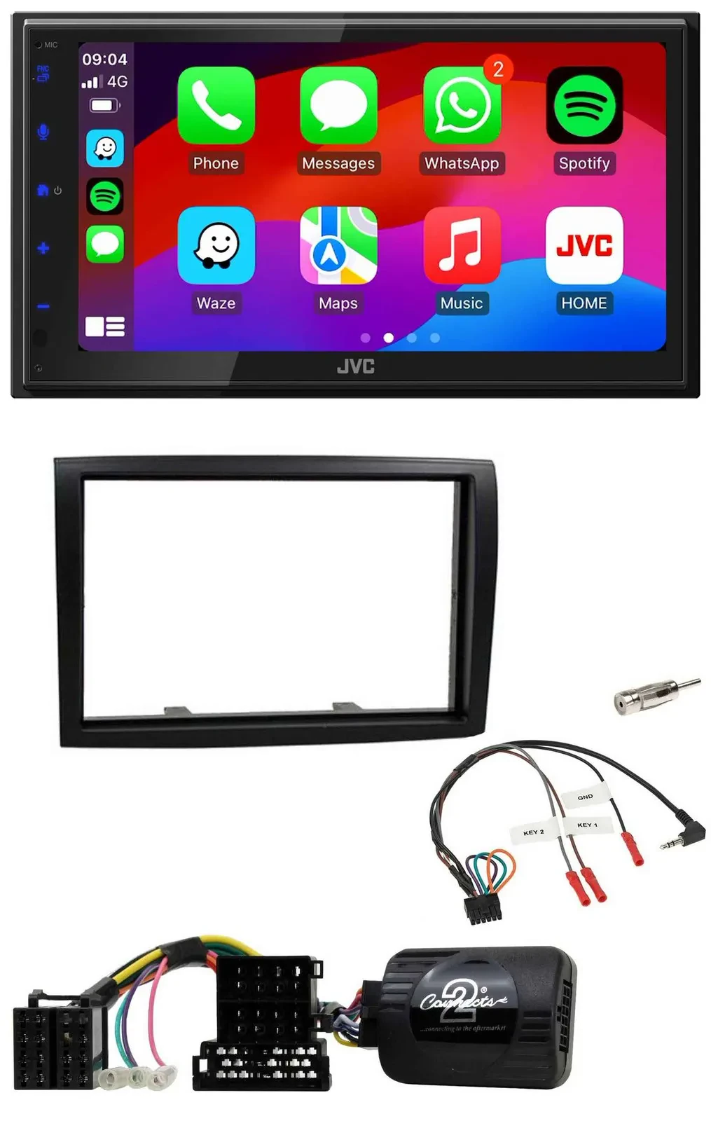 JVC Bluetooth 2DIN Lenkrad DAB USB Autoradio für Citroen Jumper Peugeot Boxer 20