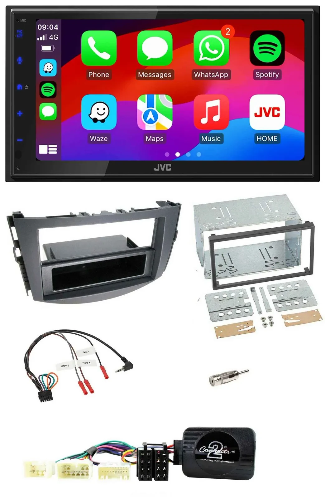 JVC Bluetooth 2DIN Lenkrad DAB USB Autoradio für Toyota RAV 4 2006-2011