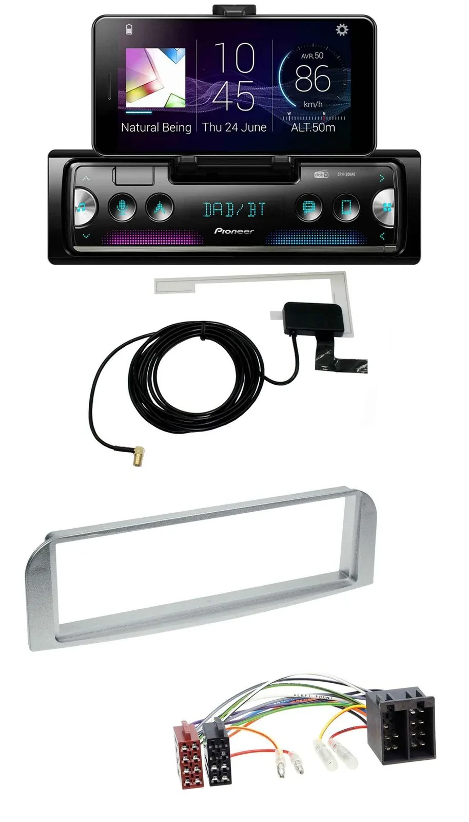Pioneer DAB Bluetooth MP3 USB Autoradio für Alfa Romeo 147, GT - silbergrau