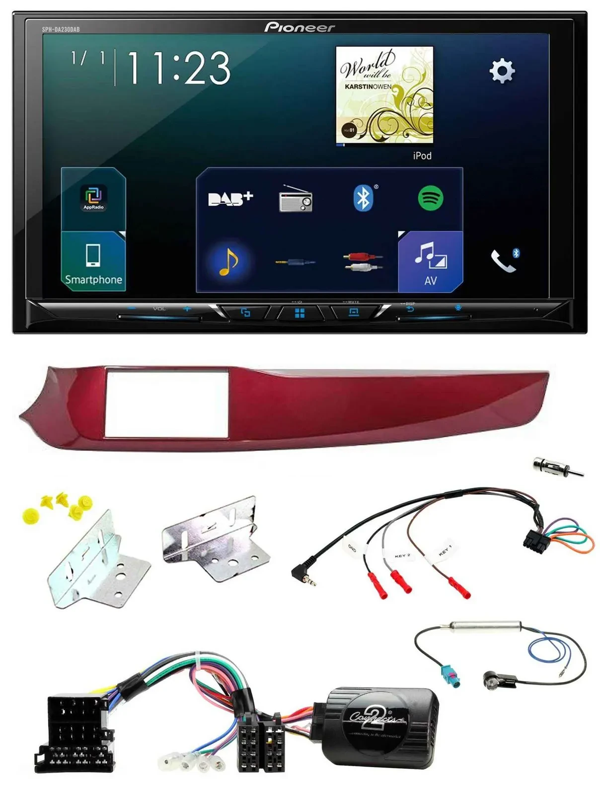 Pioneer Lenkrad Bluetooth USB 2DIN DAB Autoradio für Alfa Giulietta rot 940 2010