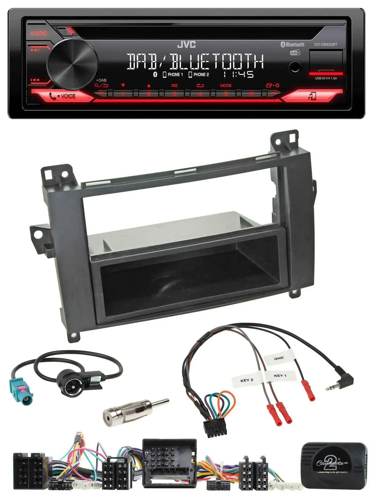 JVC CD DAB USB Bluetooth Lenkrad Autoradio für Mercedes Vito Viano W639 Audio 5