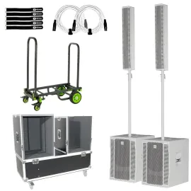 RCF EVOX 12 WHT Portable White Array PA DJ Speaker Systems Pair w Flight Case