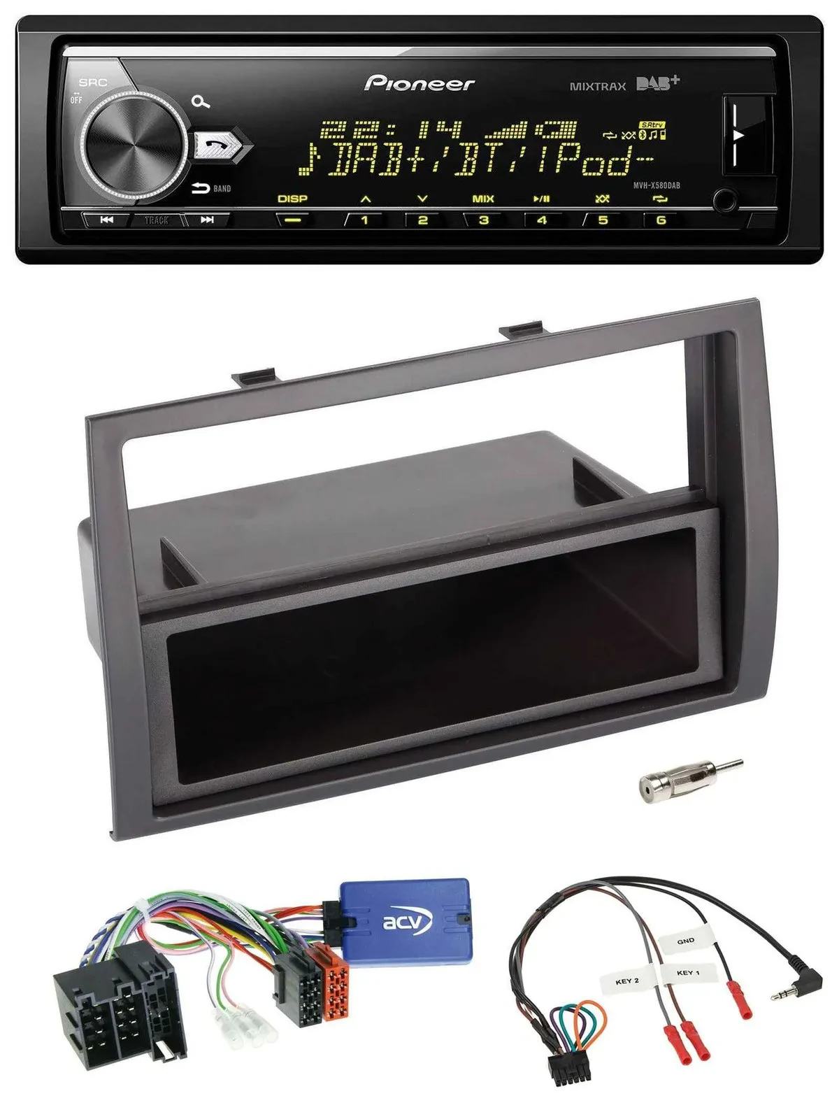Автомагнитола Pioneer Bluetooth, USB, DAB, поддержка кнопок на руле для Fiat Ducato 2008–2011, черный