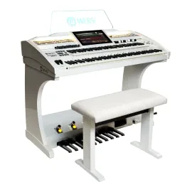 OAX600 Elektronische Orgel Perlweiß inkl. Bank Hochwertiger Klang kompatibel mit