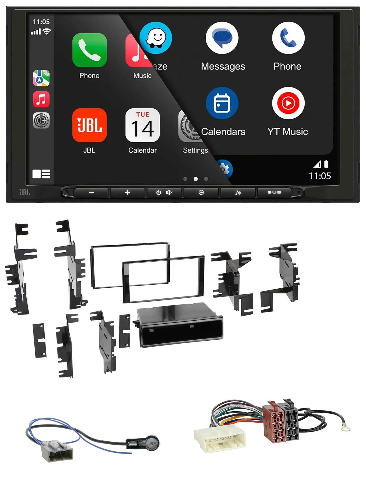 Автомагнитола для Nissan Micra (2013–2017) JBL 2-DIN DAB, Bluetooth, USB, MP3, черный глянец