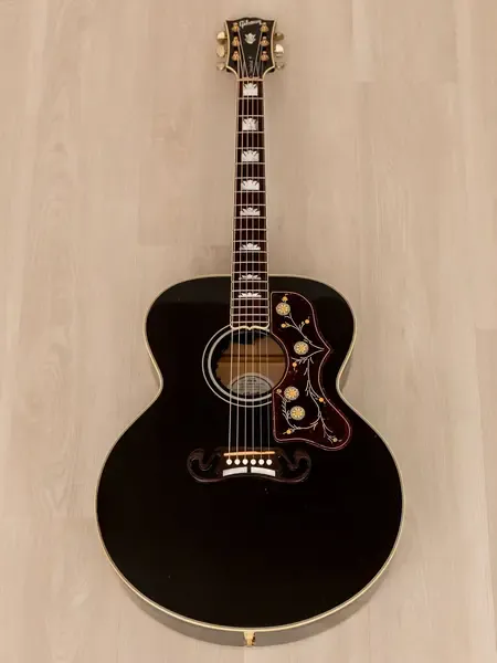Электроакустическая гитара Gibson SJ-200 Standard Jumbo Ebony w/Fishman Ellipse Aura 2012 USA