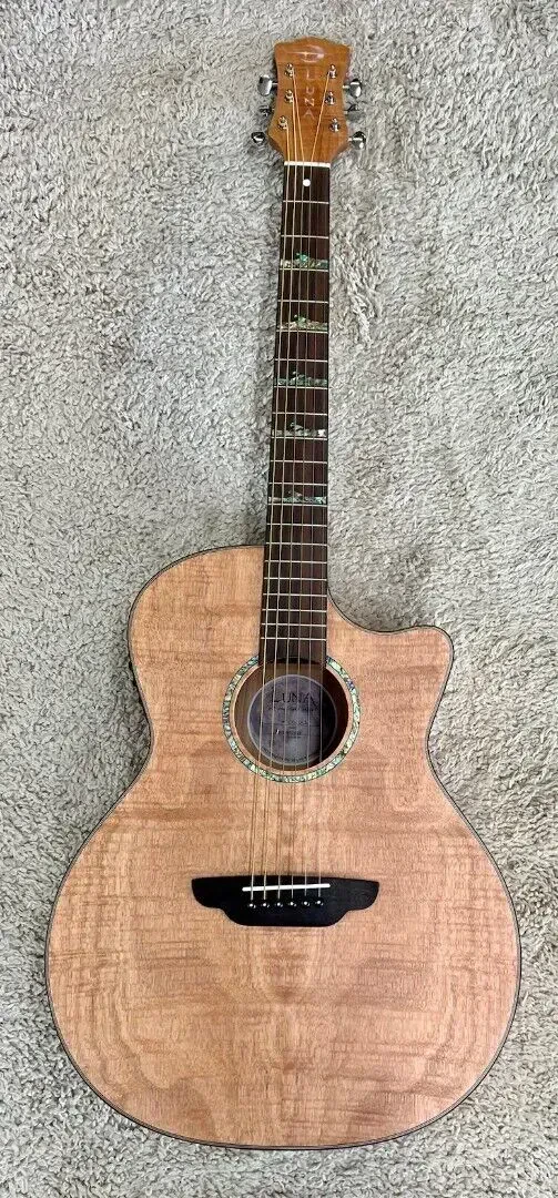 Luna High Tide Exotic Mahogany Grand Concert Cutaway Acoustic Electric Guitar