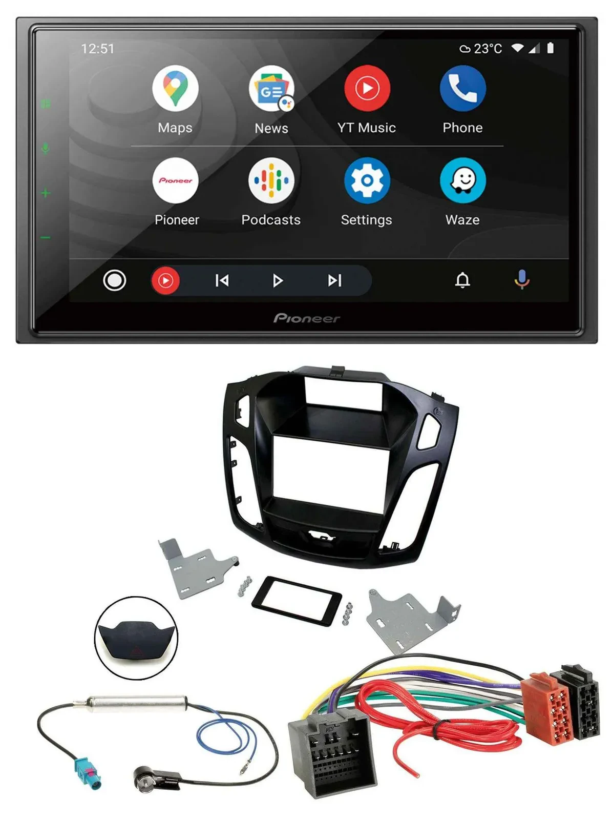 Автомагнитола для Ford Focus (с 2018) Pioneer 2-DIN, DAB, USB, MP3, Bluetooth, черная