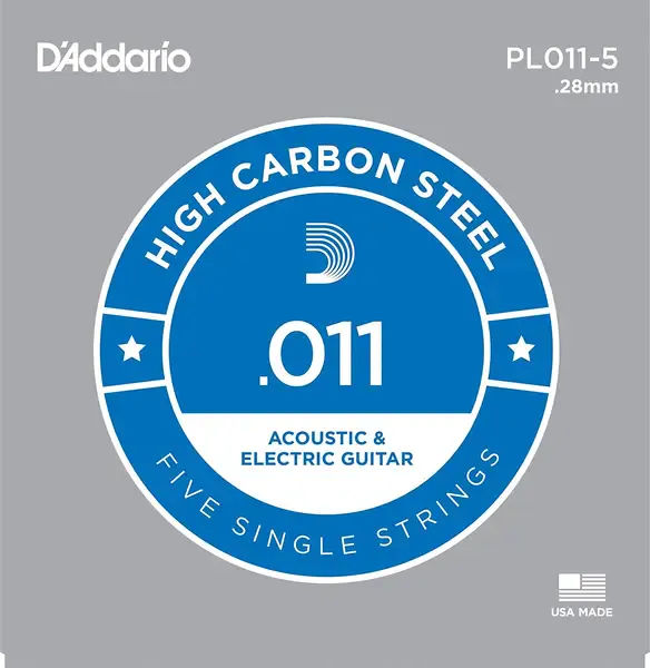 Струна для акустической гитары D'Addario Plain Steel PL011-5