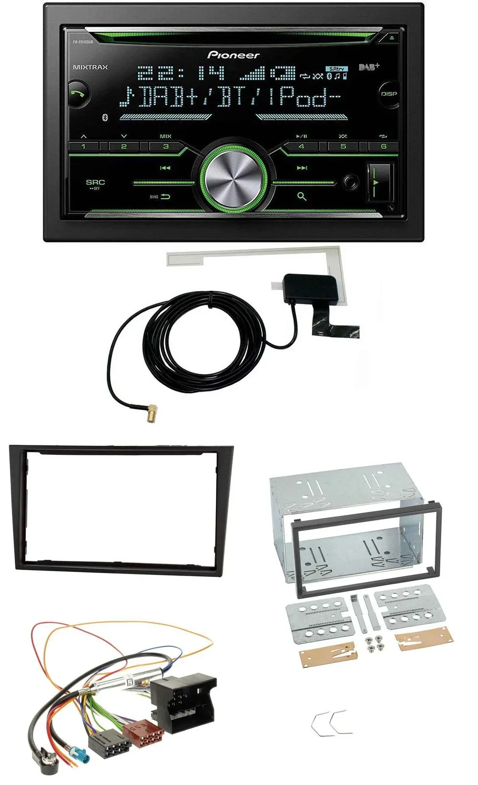 Автомагнитола Pioneer 2DIN CD/USB/MP3, Bluetooth, DAB для Opel Corsa D, черный Stealth
